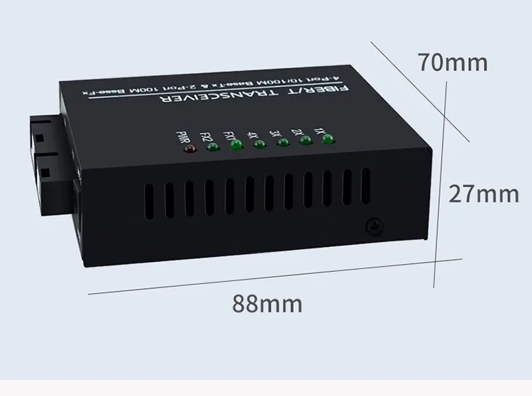 Convertitore in fibra Gigabit Base -Tx, convertitore multimediale in fibra SC 2 Fiber FX + 4 porte RJ45, 10 m, 100 m, 1000m, A, B, 1 pz