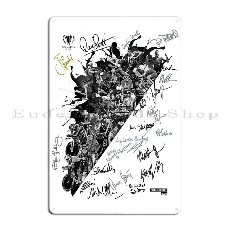 Triathlon Poster With Printed Signatures Collins Cup 2021 Metal Plaque Poster Cinema Printed Mural Tin Sign Poster