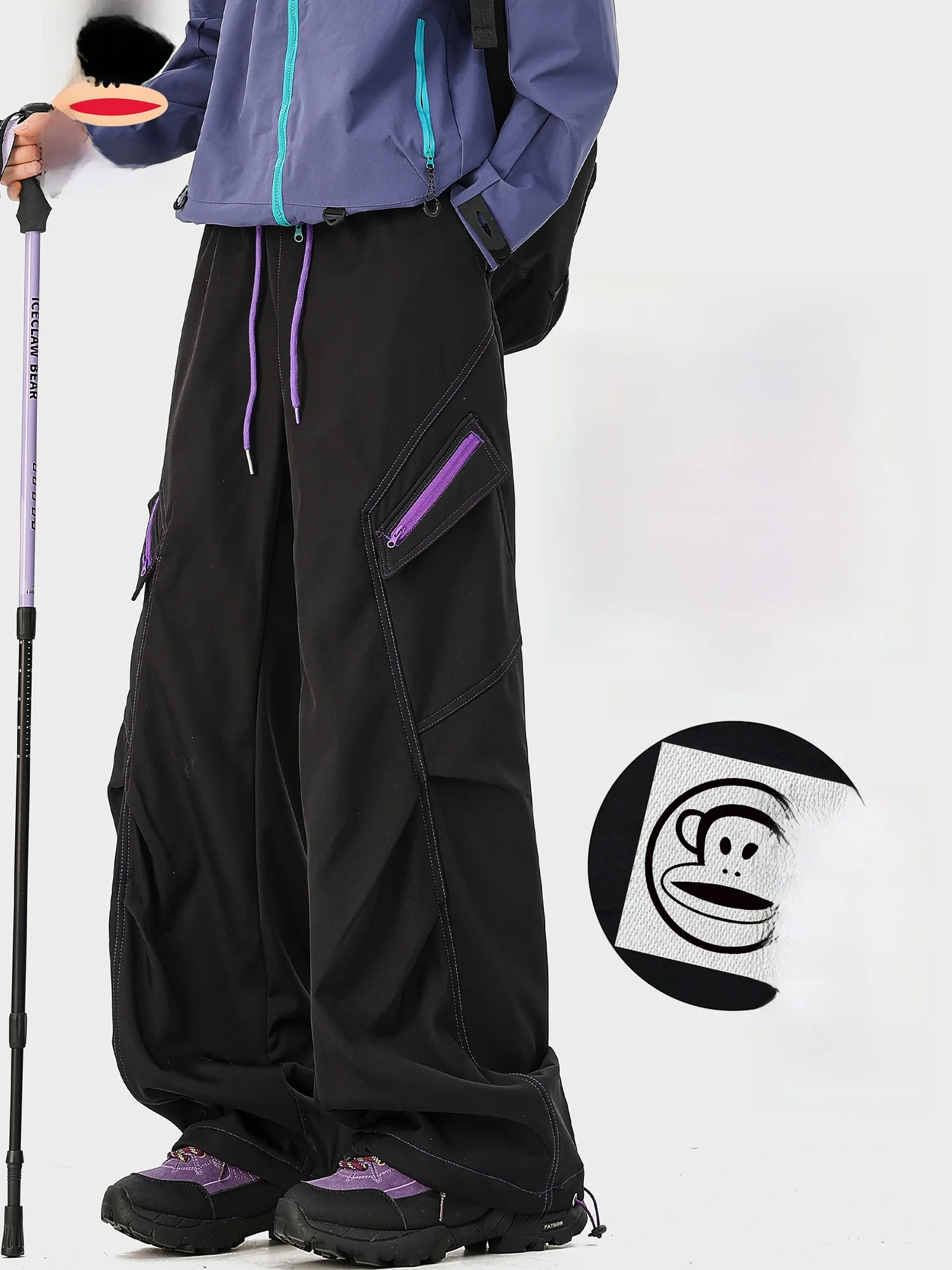 

PaulFrank Fce Lined Workwear Casual Pants Men Spring Autumn Outdoor Functional Loose Straight Leg Sport Trousers