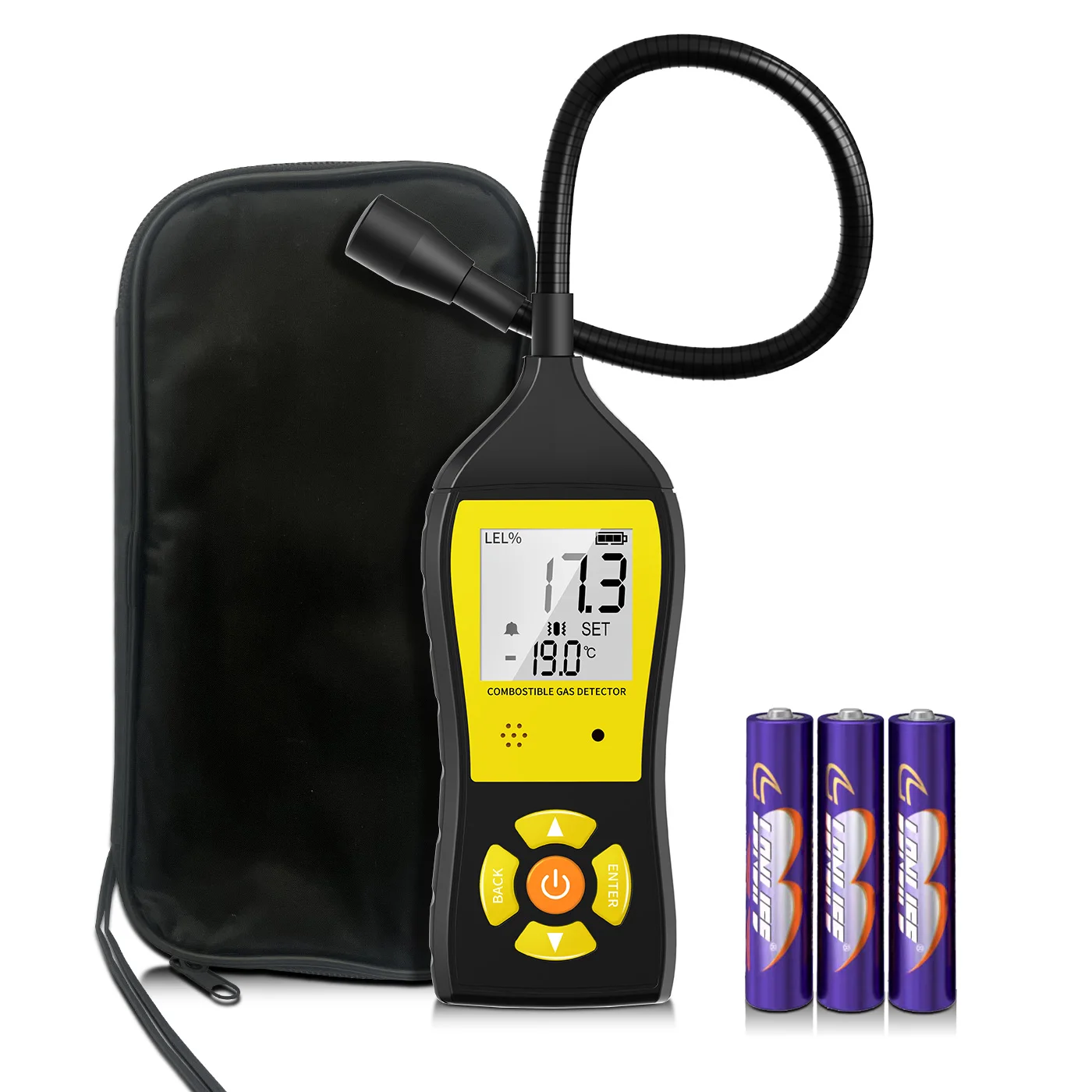 

Portable Gas Leak Detector with LCD display and Buzzing Alarm Combustible Gas Detector