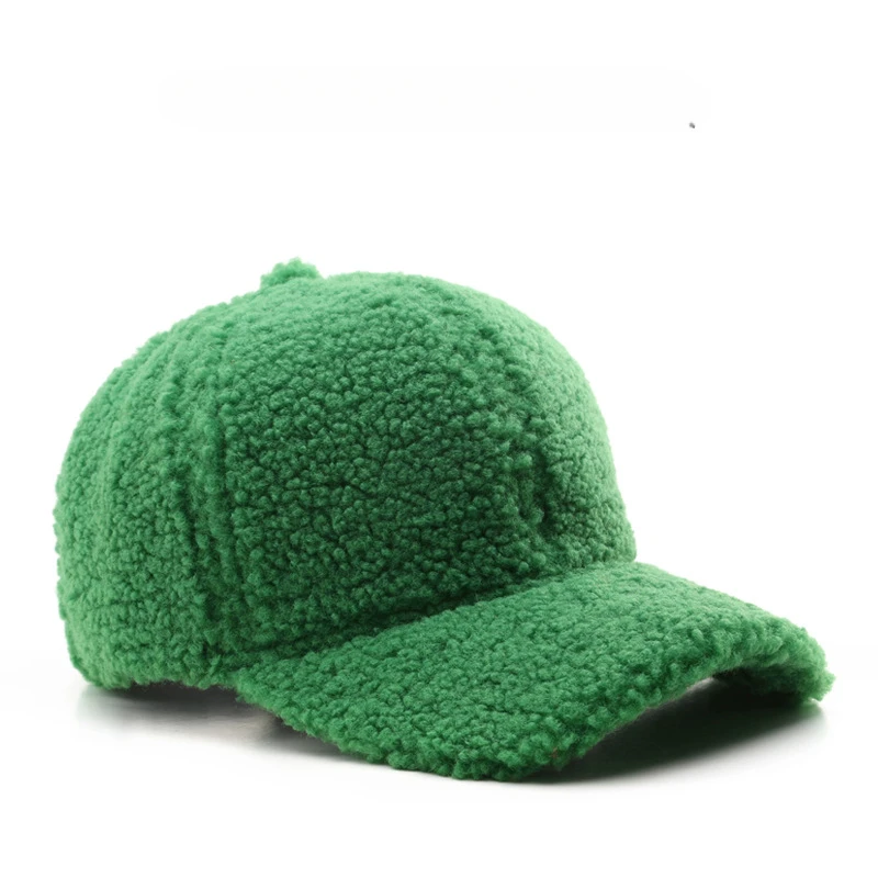 Winter Hat for Women Baseball Cap Artificial Lamb Wool Hats  display picture 1