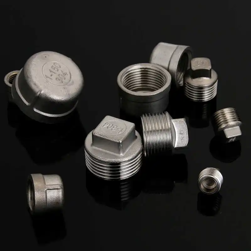 1/8" 1/4" 3/8" 1/2" 3/4" 1" -1-1/2" BSP NPT Male Countersunk Flange Hex Square End Plug Cap 304 Stainless Steel Pipe Fitting