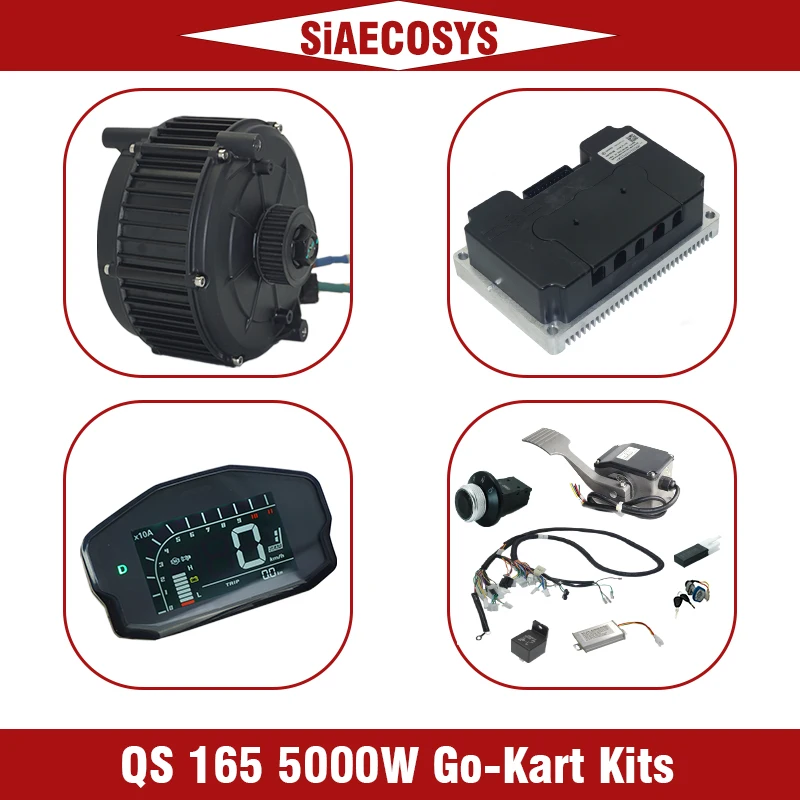 

SiAECOSYS QS165 5000W 72V 35H V1 V2 Go Kart Mid Drive Motor Conversion Kit with Fardriver ND72680 Controller