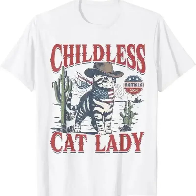 Cowboy Cat Childless Lady For Kamala Election Voting T Shirt