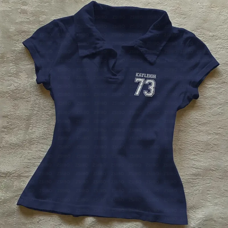 2000s التلبيب أرقام خطابات الصيف جعل المطبوعات القديمة جماليات الموضة قصيرة الأكمام تي شيرت المرأة المحاصيل القمم الشارع خمر القمم #4