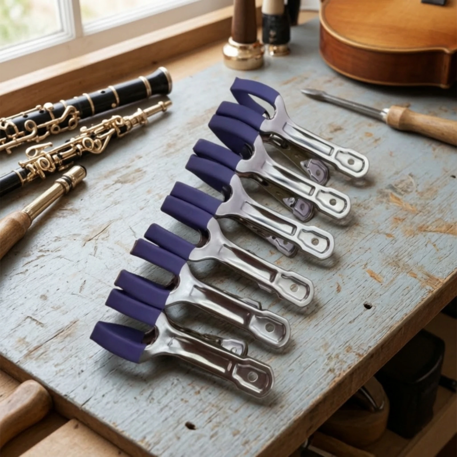 6 Pieces Key Clamps with Rubber Tips Metal Woodwind Key Clamps for Musicians, Music Studio