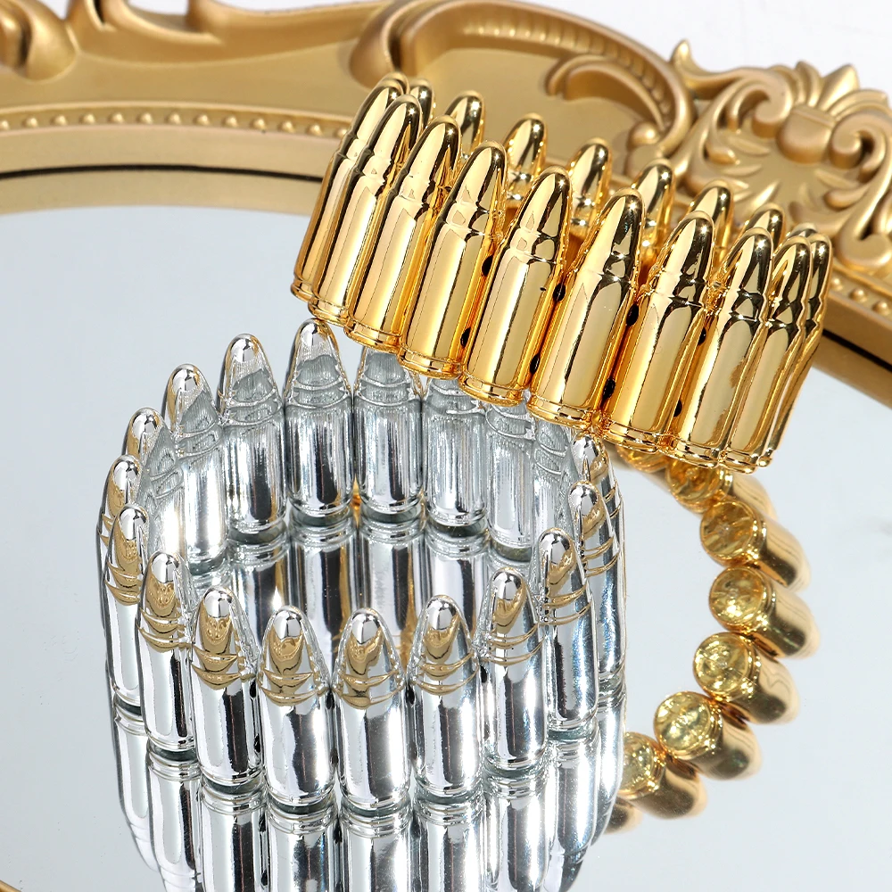 Kreative Acryl-Armbänder mit breiten, kugelförmigen Perlen, elastische Perlenarmbänder für Damen, extravaganter Schmuck, Geschenke – Detail 5