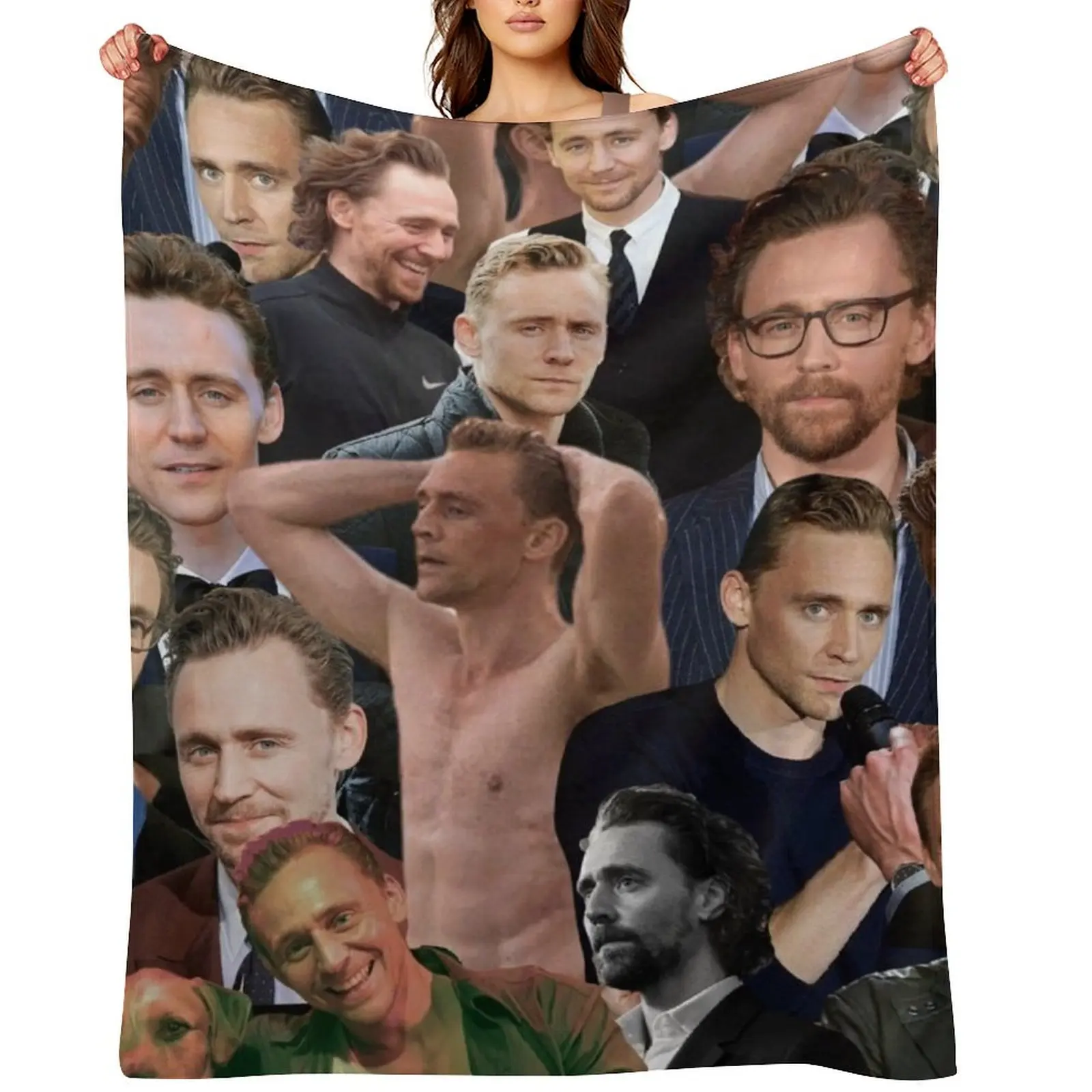 

Tom Hiddleston photo collage Throw Blanket Loose Sleeping Bag Quilt Large Blankets