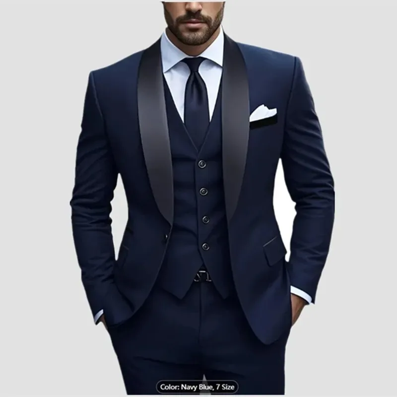 

Men Formal Slim Fit Tuxedo Prom Suit Male Groom Wedding Blazers High Quality Groomsman Luxury Dress Business Banquet Party Suit