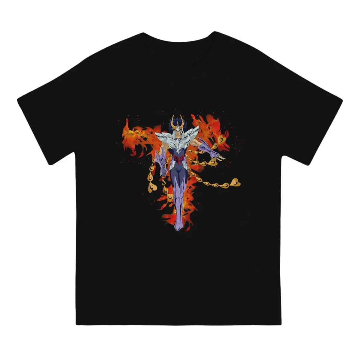 Cool Phoenix Ikki Round Collar TShirt Saint Seiya Manga Cartoon Classic Polyester T Shirt Men Clothes Fashion