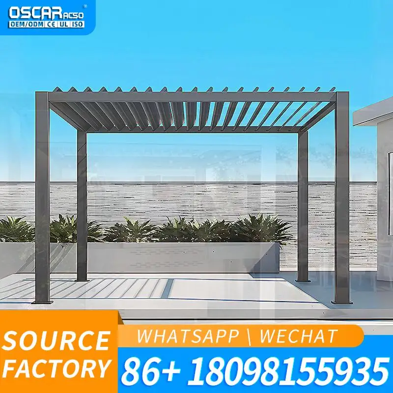 Customizable Sizes 3x3 3x4 4x4 6x4m Wholesale Contemporary Outdoor Bioclimatic Aluminum Louvered Pavilion for Garden Backyard Pa