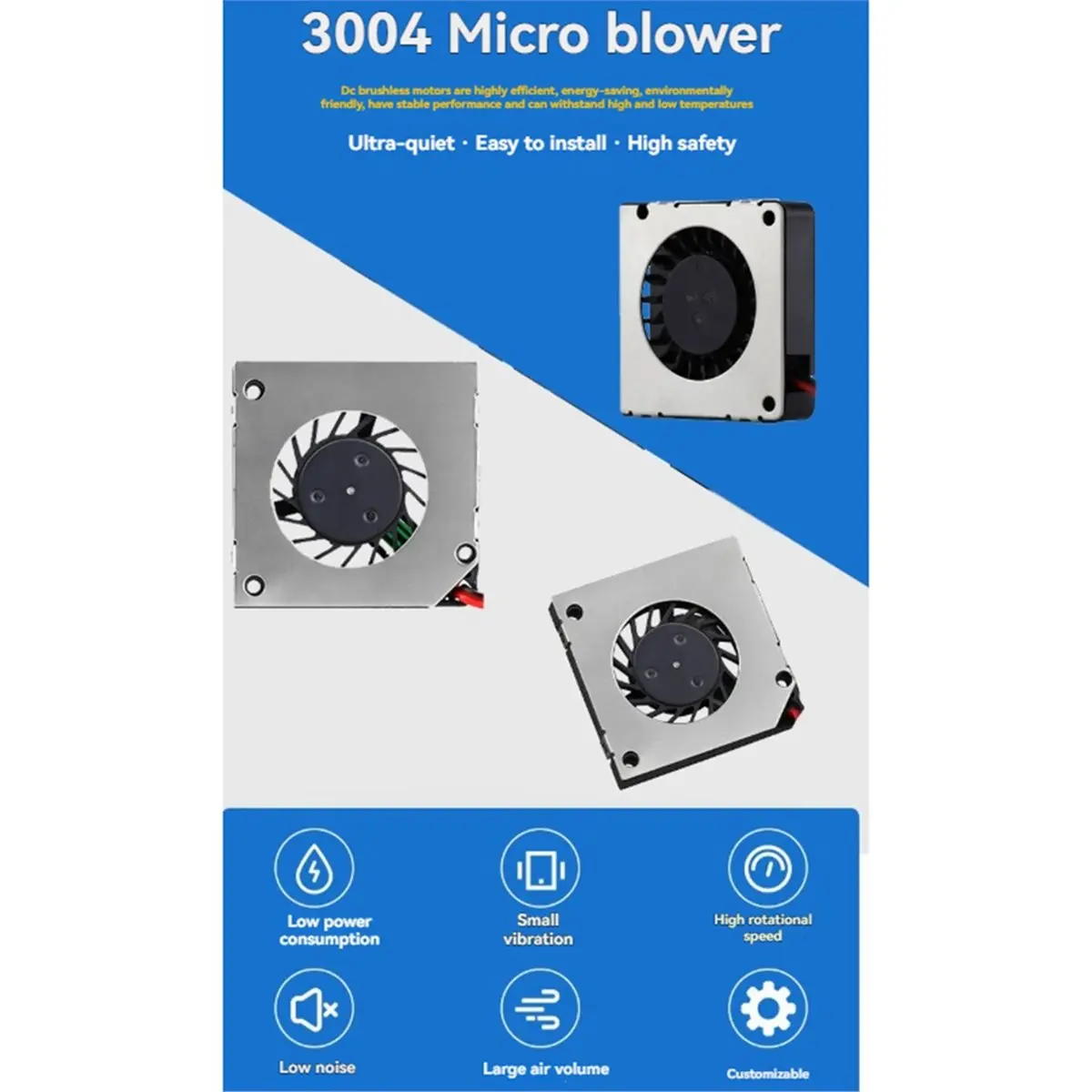 2PCS 3004 Ultra-Thin Blower Fan DC 5V Hydraulic Bearing 30x30x4mm CPU Cooler Fan for 3D Printer, Small Electronics