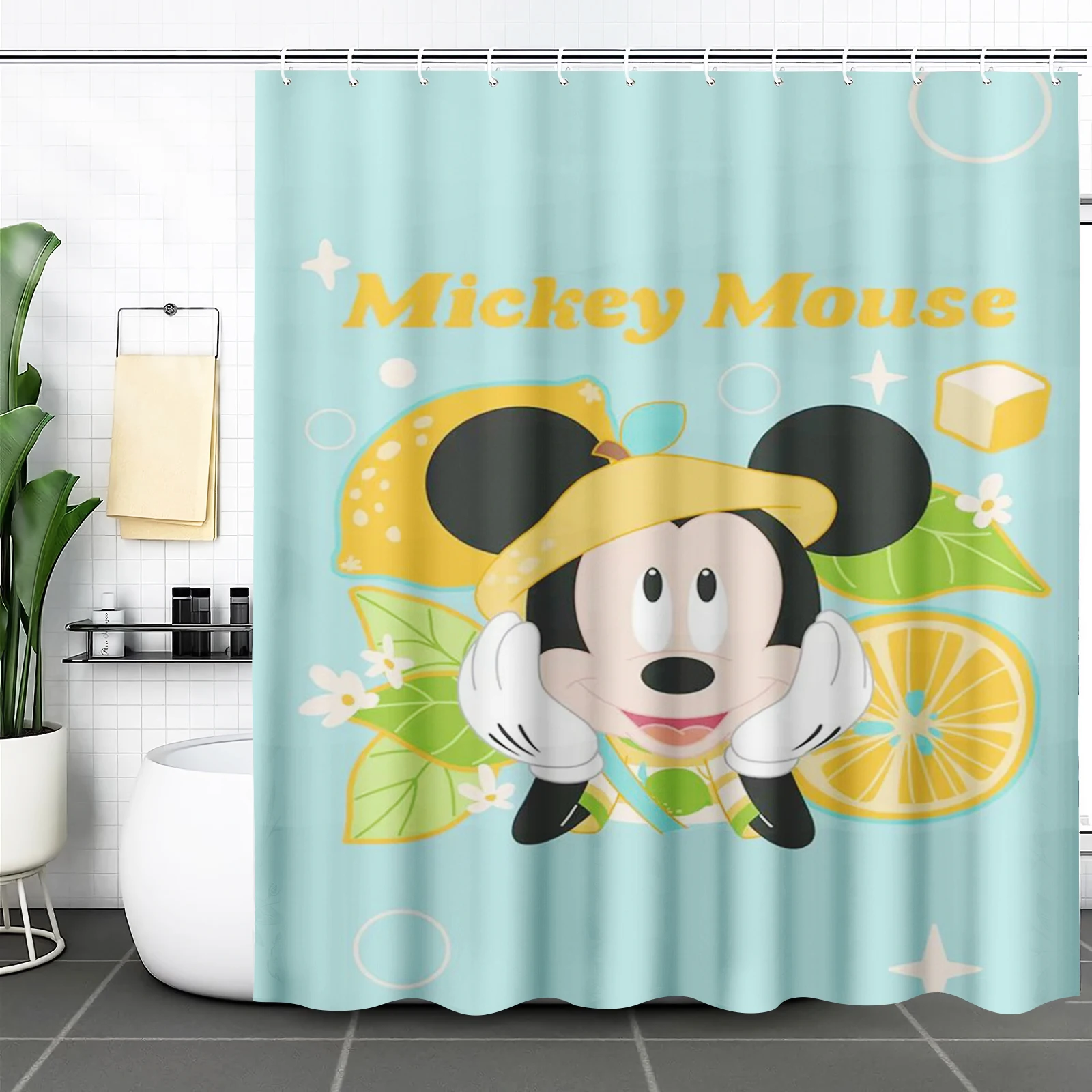 Disney Mickey Mouse Shower Curtain Cartoon Polyester Cute Bath Set Screen Sets Setluxury Funny Hook Up Bathroom Accessories