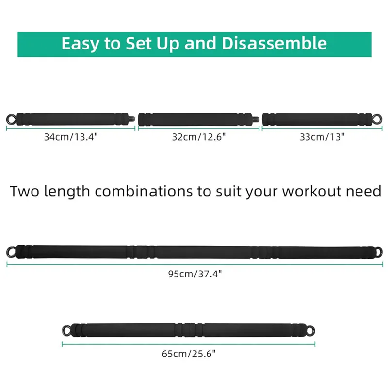 Multi Functional Portable Weighted Exercise Pilates Bar Non-slip Yoga Resistance Bar Stick with Beginner Workout Equipment