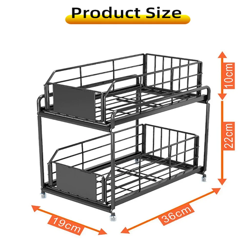 Sliding Drawer Under Sink Organizer Kitchen 2 Layer Multipurpose Rack Cabinet Under Sink Storage Rack Bathroom Kitchen Organizer