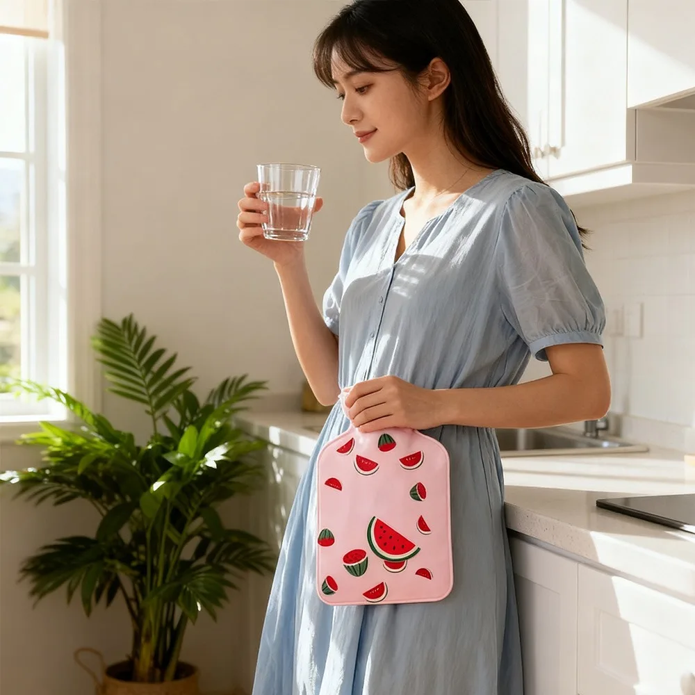 Hot Water Bottle Hand Warmer Cartoon Cute Mini Explosion-proof Portable Reusable for Indoor Outdoor Cold Weather Pain Relief