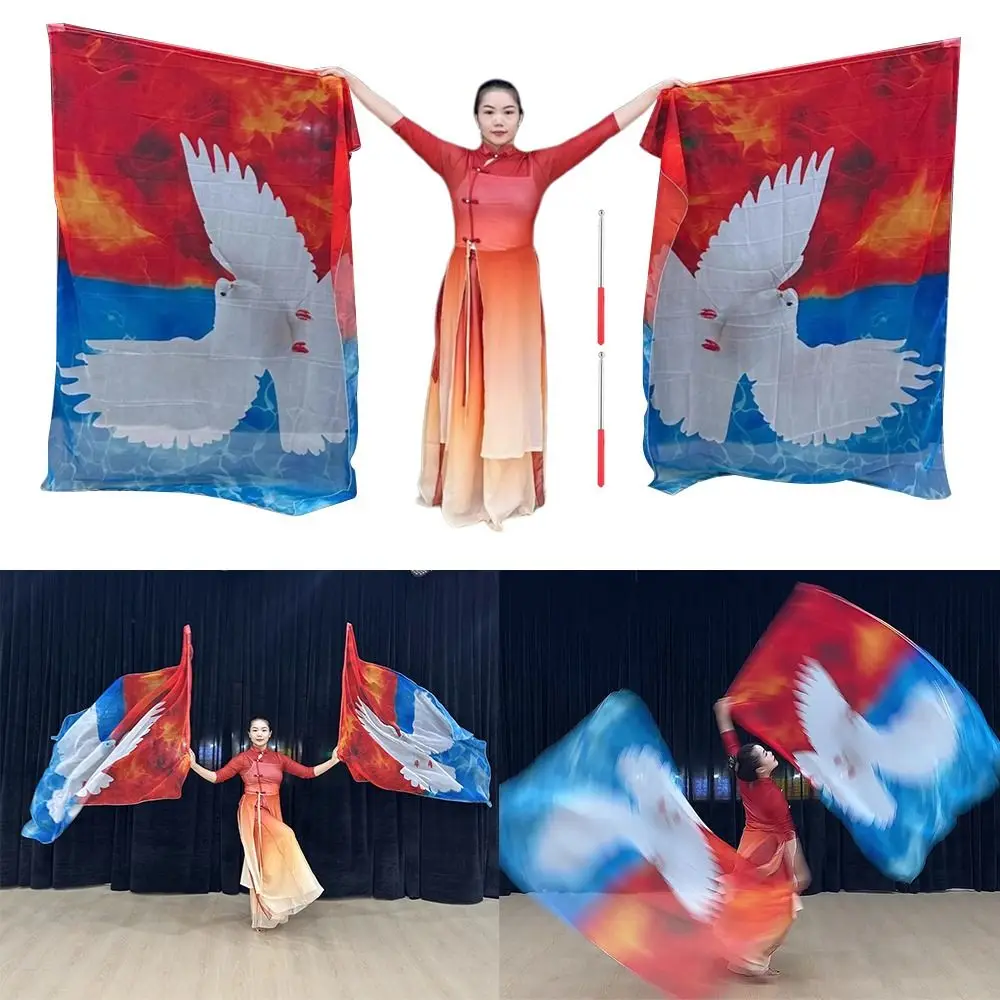 

with Telescopic Sticks Belly Dance Accessories Props Multicolor Lightweight Colorful Scarves Flag Scalable Rods Portable