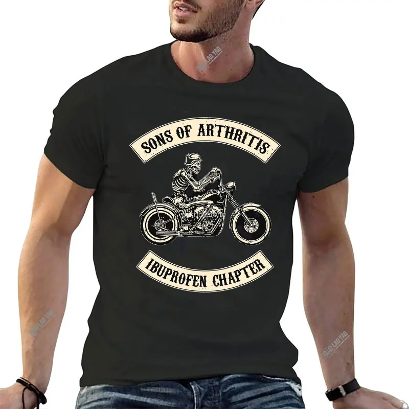 New Son with Arthritis Ibuprofen Chapter Old Biker Motorcycle on Back Men TShirt Vintage Funny Design Printed Modal T-shirt Tops