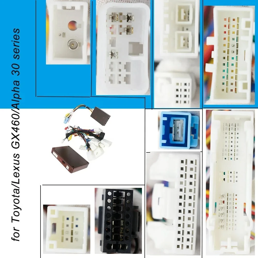 For Toyota Lexus GX460 Alphard 30 Series Car Radio Wiring Harness Power Cord Adapter Canbus Box Decoder