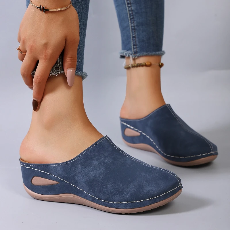 2026 New Women Platform Slipper Round Toe Slippers Soft Sole Anti-slip Wedge Shoes Deep Mouth Elegant Sandals Slides Women 36-45