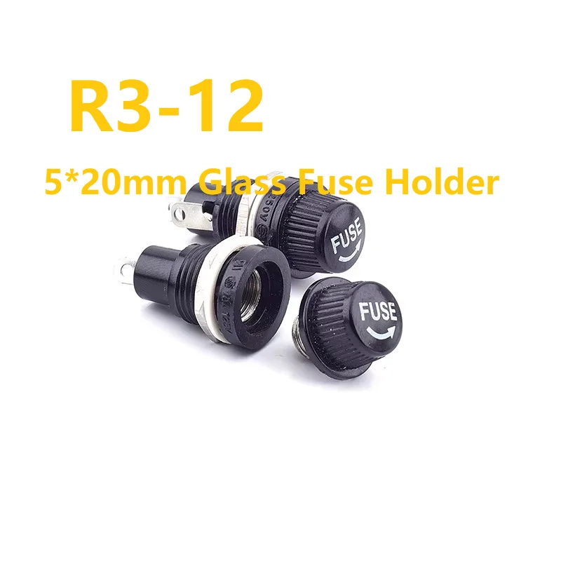 30 PCS Screw Cap Panel Mount  5*20mm Glass Fuse Holder R3-12