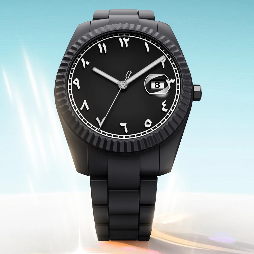 Merkhorloges voor heren Arabische cijfers Horloges Quartz-horloges voor heren Datum Lichtgevende datum Kalenderhorloges Waterdicht