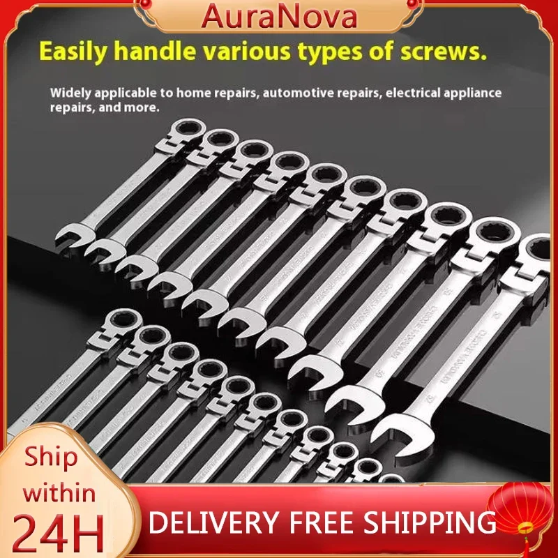 Car Repair Dual Heads Dual Heads Ratchet Wrench Quick Release 72 Teeth Reversible Ratchet Spanner Nut Tools