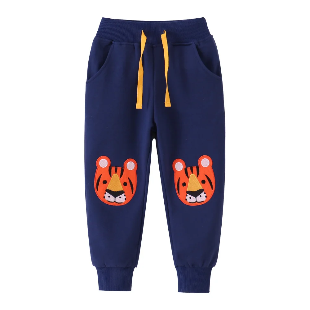 2-7T New Arrival Boys Sweatpants With Tiger Applique Autumn Spring Kids Clothing Full Pants Animals Embroidery Drawstring Pants