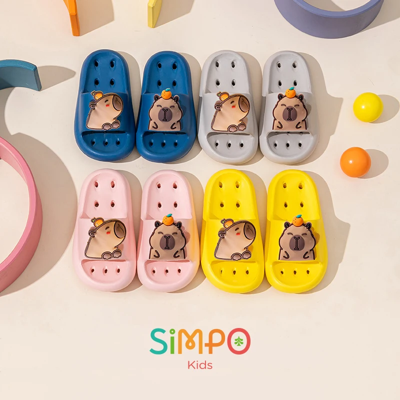

Cute Capybara Kids' Toddler Slides Shower Slippers For Kids Non-Slip Light Weight Quick-drying & Breathable Girl Boy Slippers