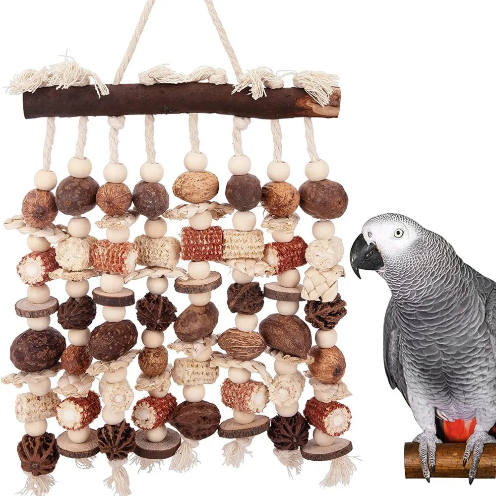 Pure Wood Parrot Chewing Mixed Dried Plant Colorful Design Bird Foraging Shredding Structure Rope Texture Parrot Tearing