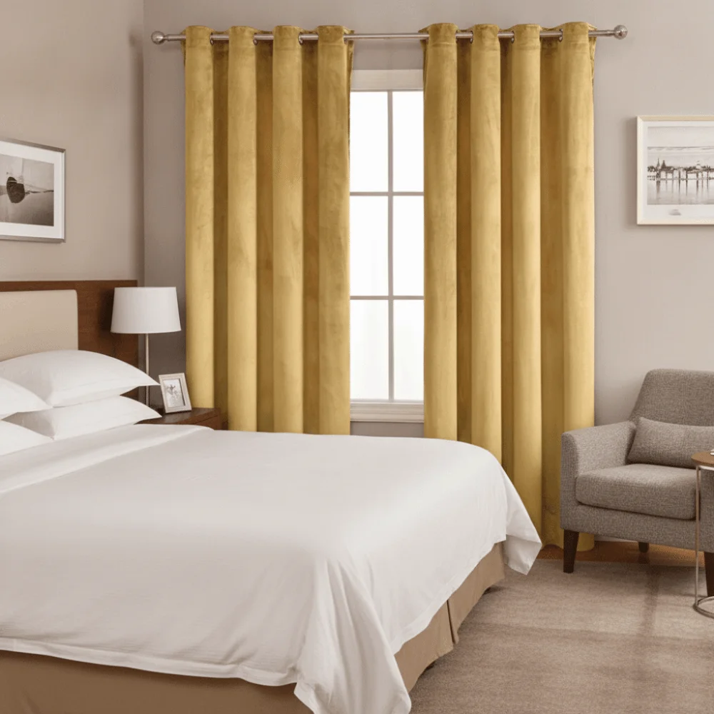 Light-blocking Velvet Curtain Solid Color Noise Reducing Window Drape Soft Texture Touch No Drilling Privacy Partition Curtains