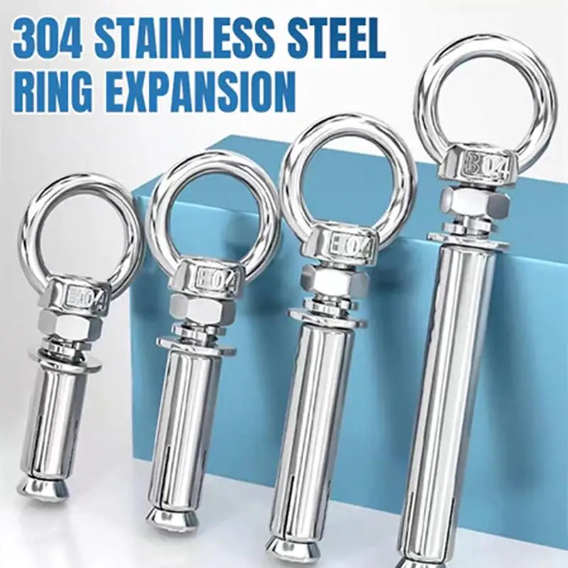 304 Stainless Steel Expansion Anchor M6 M8 M10 Eye Bolt Anti Loose Sheep Eye Design for Gym Equipment Hanging