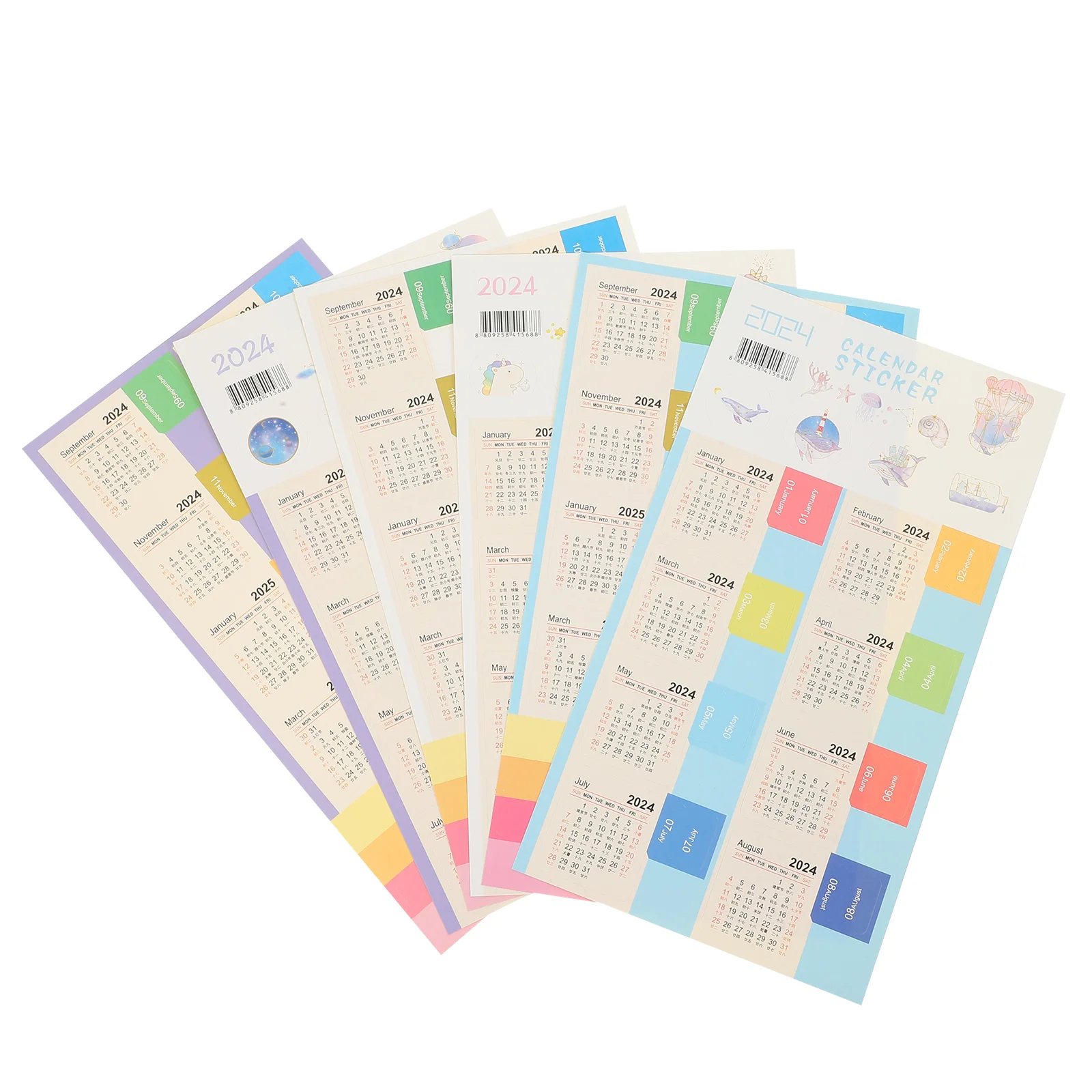 24 Sheets Calendar Index Sticker DIY Planner Stickers Tabs Labels Book Portable Office