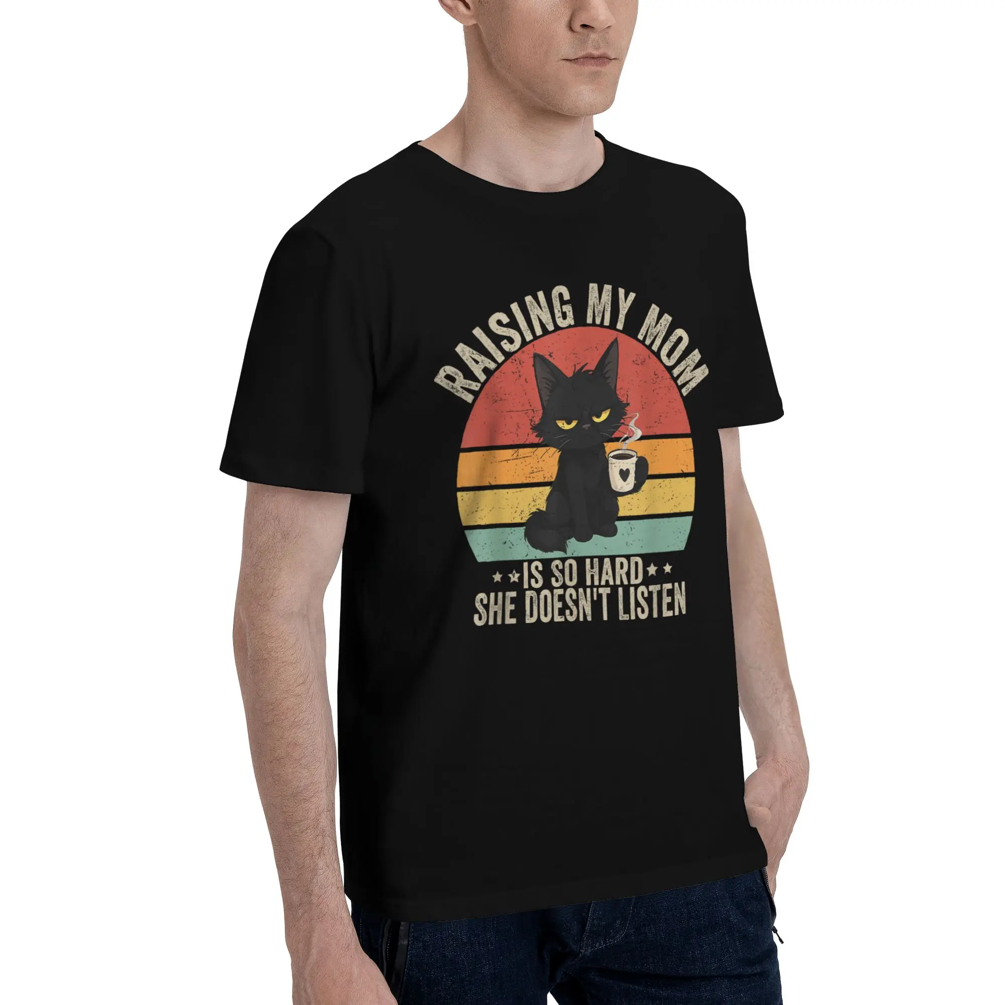 Graphic Printing Raising My Mom Is So Hard She Doesn'T Listen T Shirt For Unisex  100% Cotton T-shirts Short Sleeve Clothes
