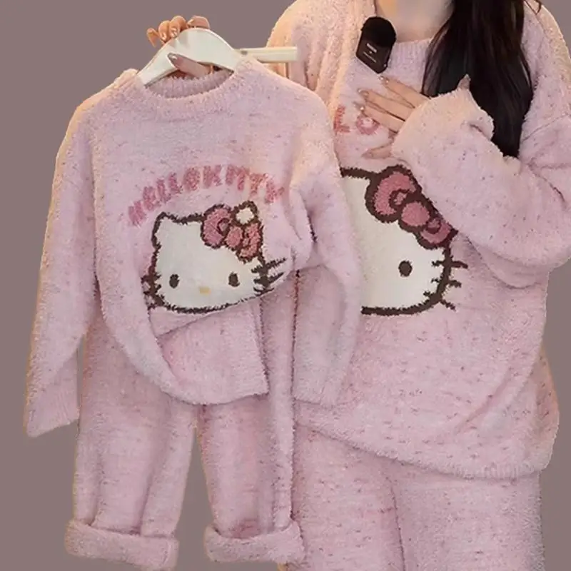 Hot Girl Pajamas Sanrio Hello Kitty Kawaii Pochacco Cartoon Gift Student Casual Wear Thicken Autumn and Winter New Styles New