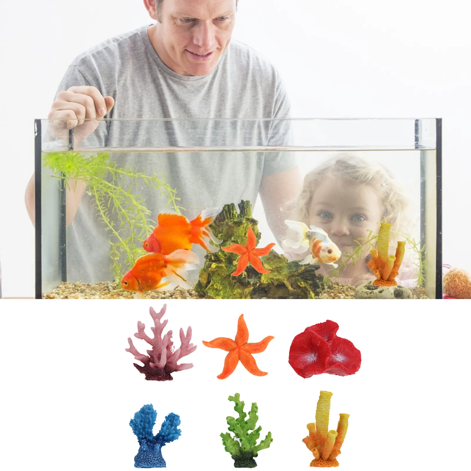 6Pcs Resin Coral Reef Aquarium Decoration Fish Tank Ornament Landscape DIY Scenery Enhancer for Natural Visual Appeal