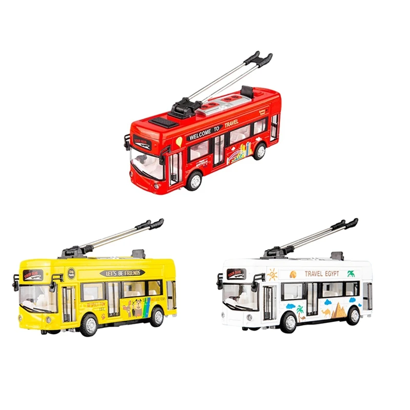 1:50 Kids Toys Alloy Bus Model London Single Decker Tram Bus Vehicles Car Toy With Light & Sound Collections