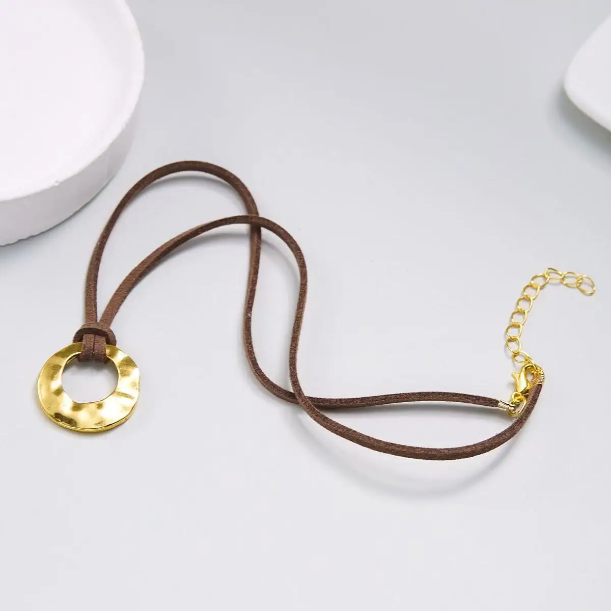 Retro simple fashion personality unique old light wheel circle pendant autumn and winter sweater chain European and - Detail 1