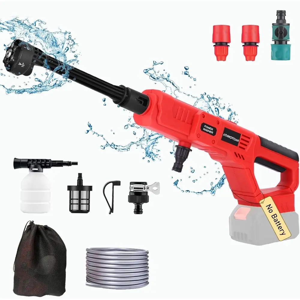 

Cordless Pressure Washer 18V Battery, 700 PSI Portable Handheld Power Washer with 6-in-1 Nozzle Foam Cannon for Car Floor Fence
