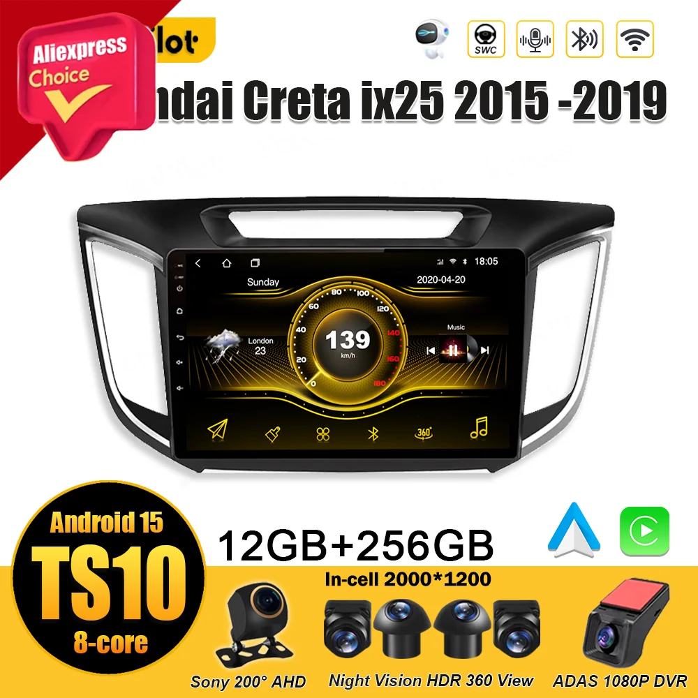 

Android 15 For Hyundai Creta ix25 2015 2016-2019 Car Radio Multimedia Video Player Stereo Head Unit 2 din Android Auto Bluetooth