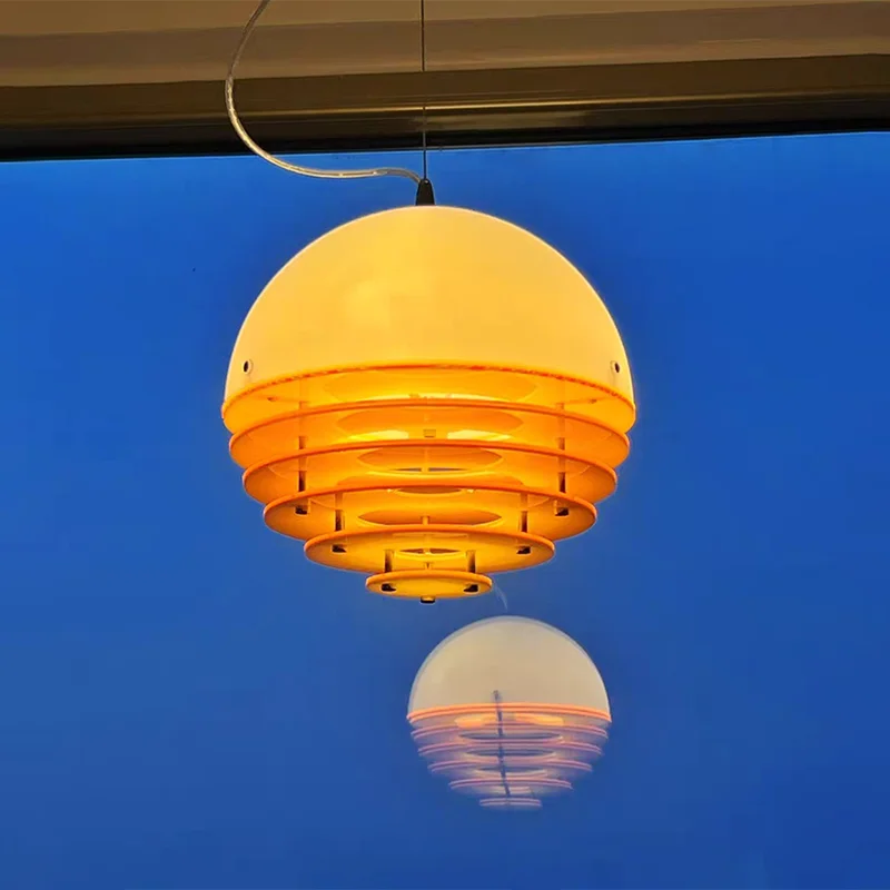 Modern Nordic Yellow Acrylic Glass Pendant Light Living Dining Bedroom Room Decor Sunset Lamp Indoor Designer Lighting Fixtures