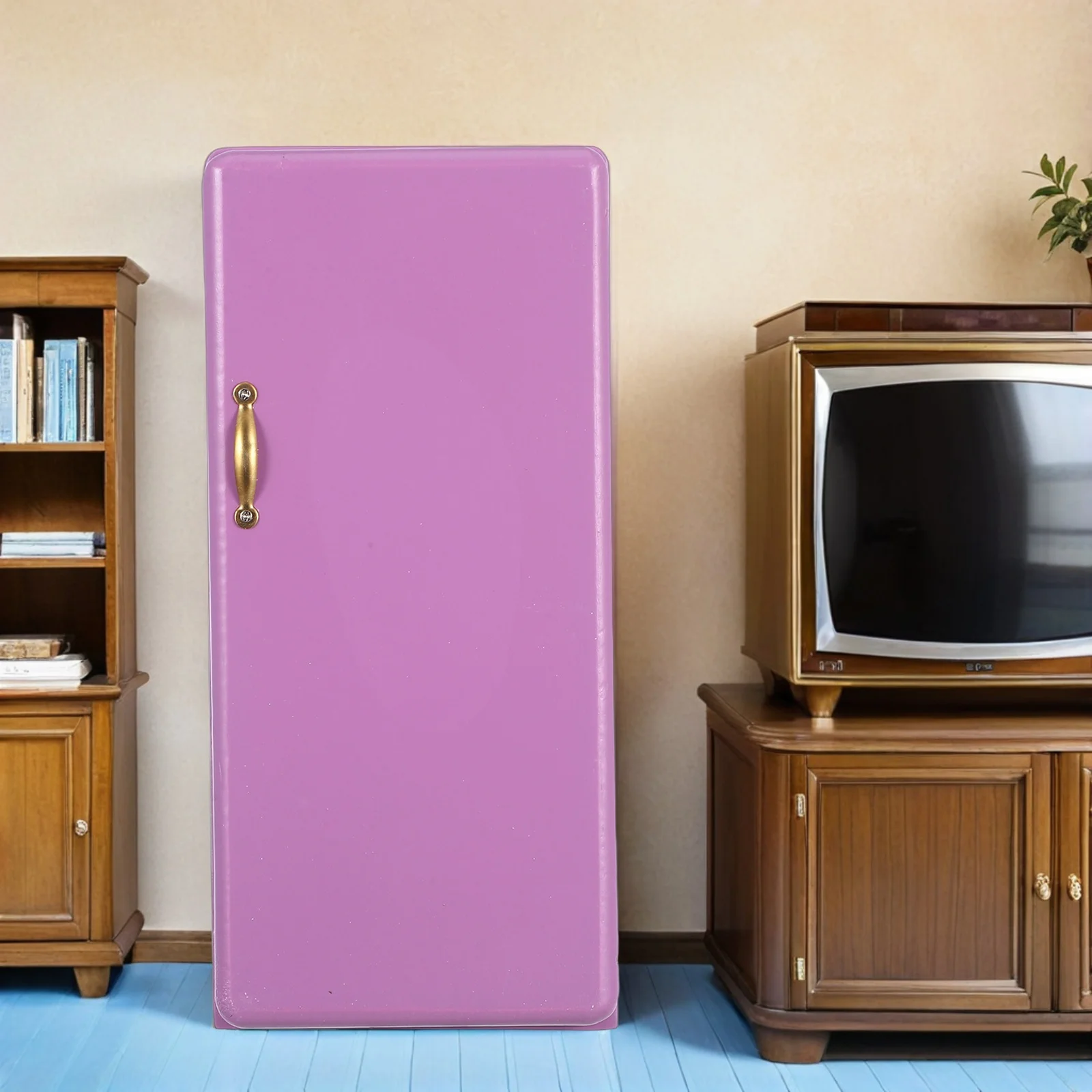 Mini Lodówka do Domku dla Lalek Fioletowa Skala 1:12 Realistyczna Zabawa w Udawanie dla Dzieci Mini Kuchnia Salon Akcesoria Meblowe