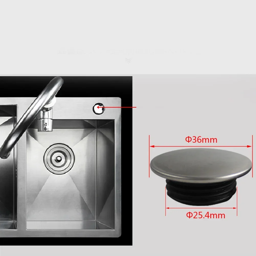 ลักษณะหรูหราอ่างล้างจานสแตนเลส 1 PC 26 ~ 32 มม.36 มม.ตกแต่งเงินสบู่ Hole COVER