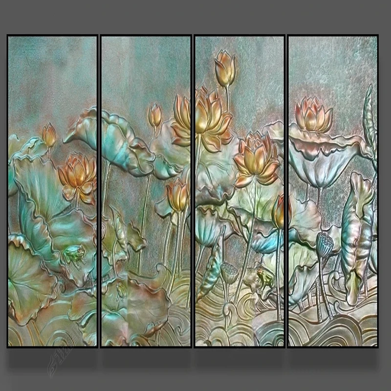 

Наклейки на стену в европейском стиле: рельефный лотос, фотообои для гостиной, фон для дивана, декор для дома, фреска