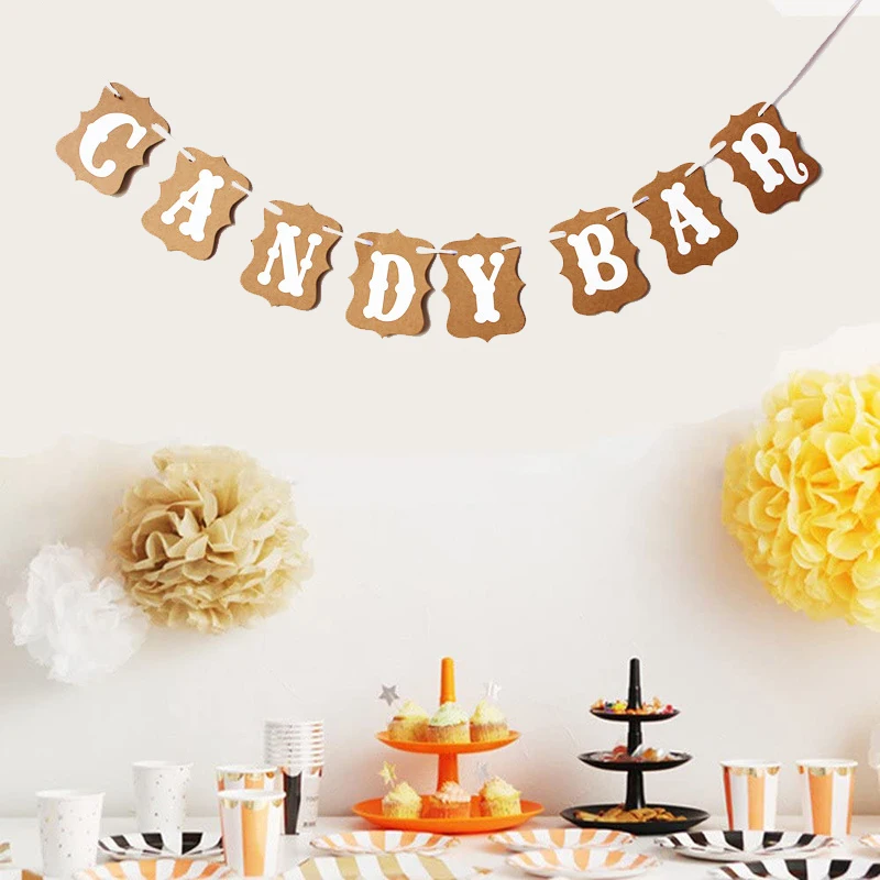 Candy Bar Party Banner Wedding Party Reception Buffet Decoration Photography Banner Prop