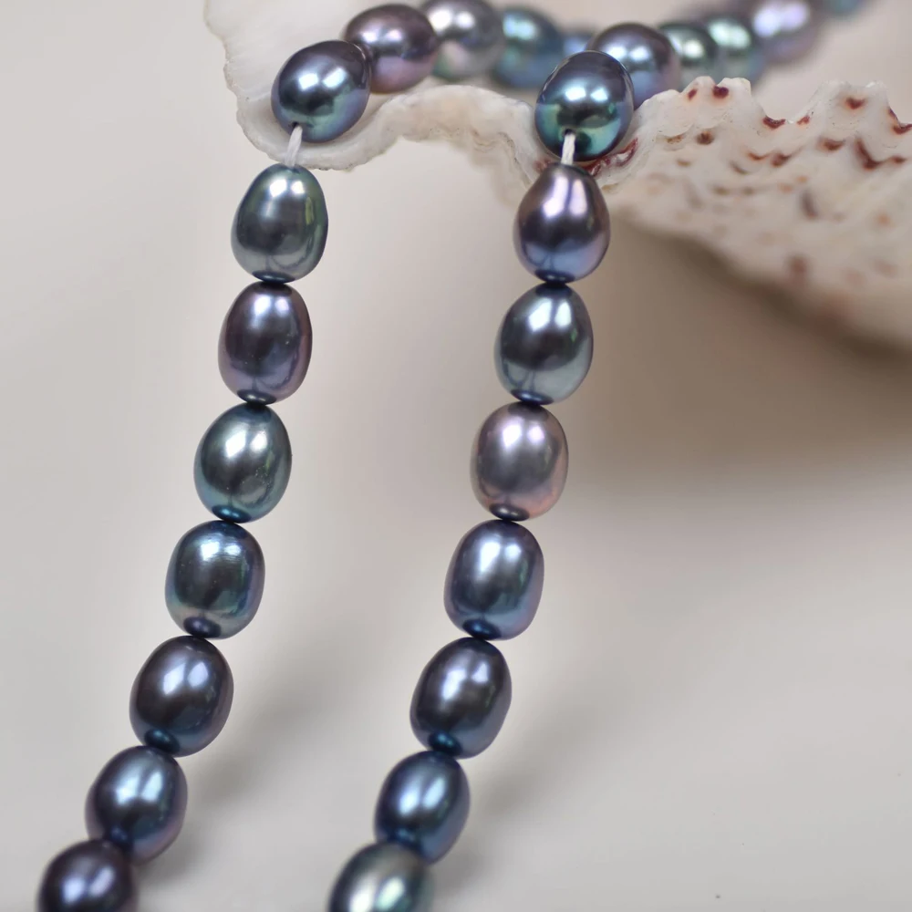 Natural Freshwater Pearls Beads High Quality 8-9mm AAA Purple Rice Shaped Pearl Beads for Jewelry Making DIY Necklace Accessory