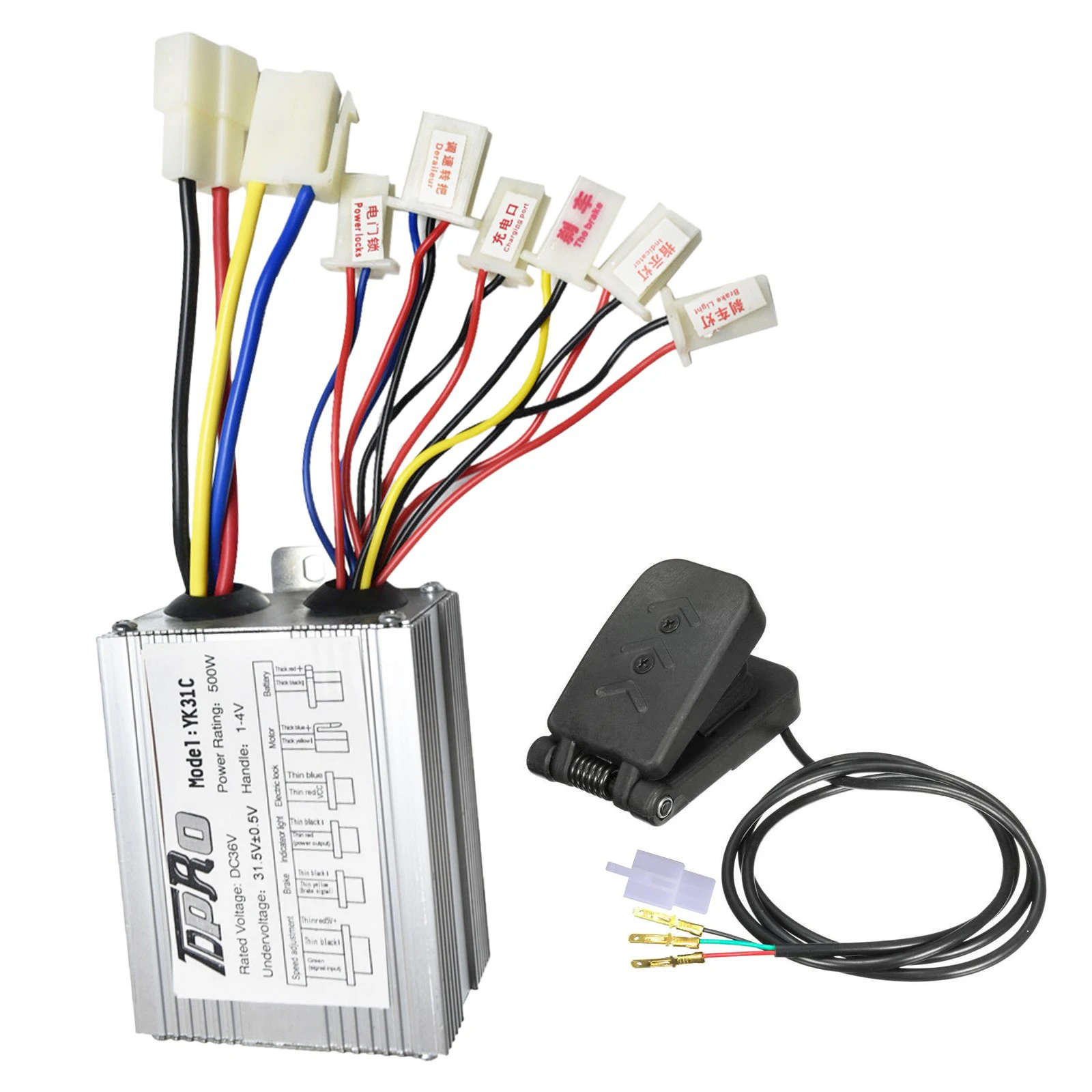 36V 500W Brush Motor Speed Controller+Black Foot Pedal for ATV Go Kart Mini Bike Drift Trike Quad