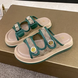 2024 Women's Summer New Style Luxury Brand Designer Sandals Thick Sole Non-Slip Home Casual Women's Flip Flop Zapatos De Mujer