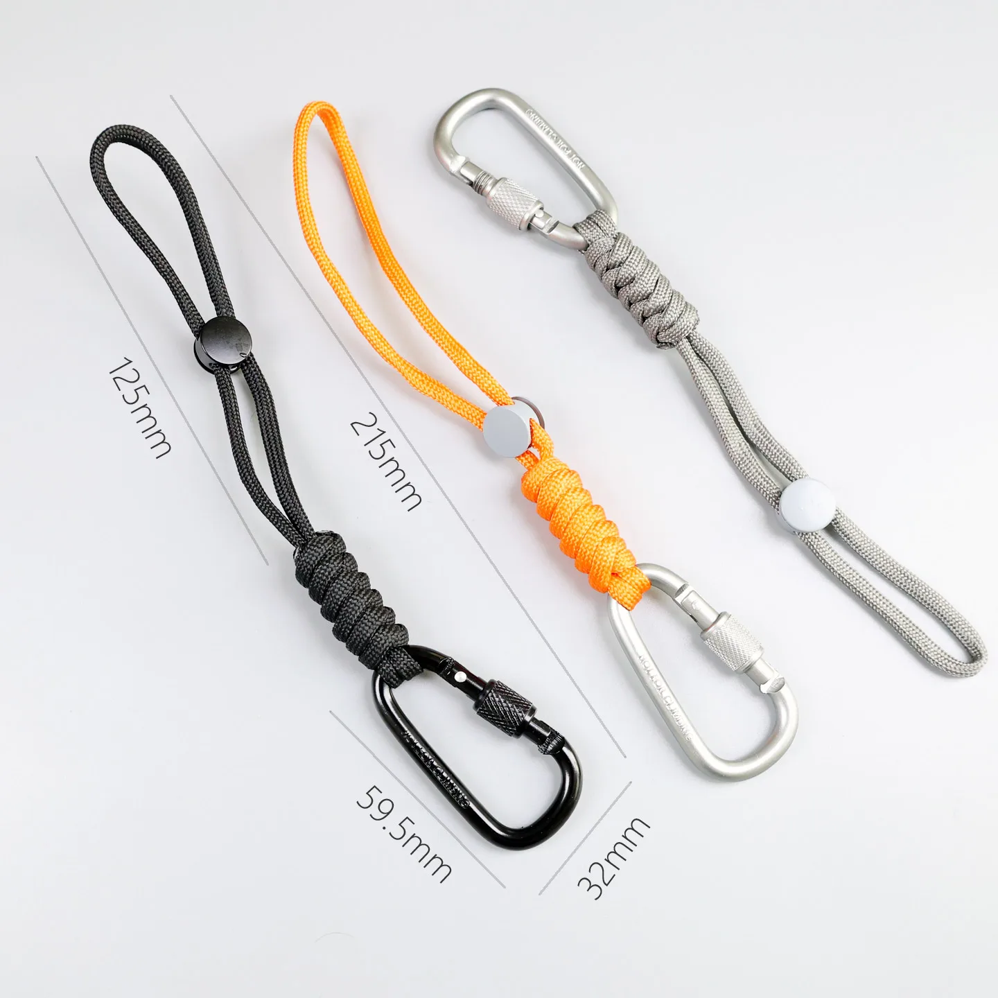 Hand-Woven Paracord Keychain Lanyard With D-Shaped Screw- Lock Carabiner Clip And Adjustable Elastic Buckle for Hanging