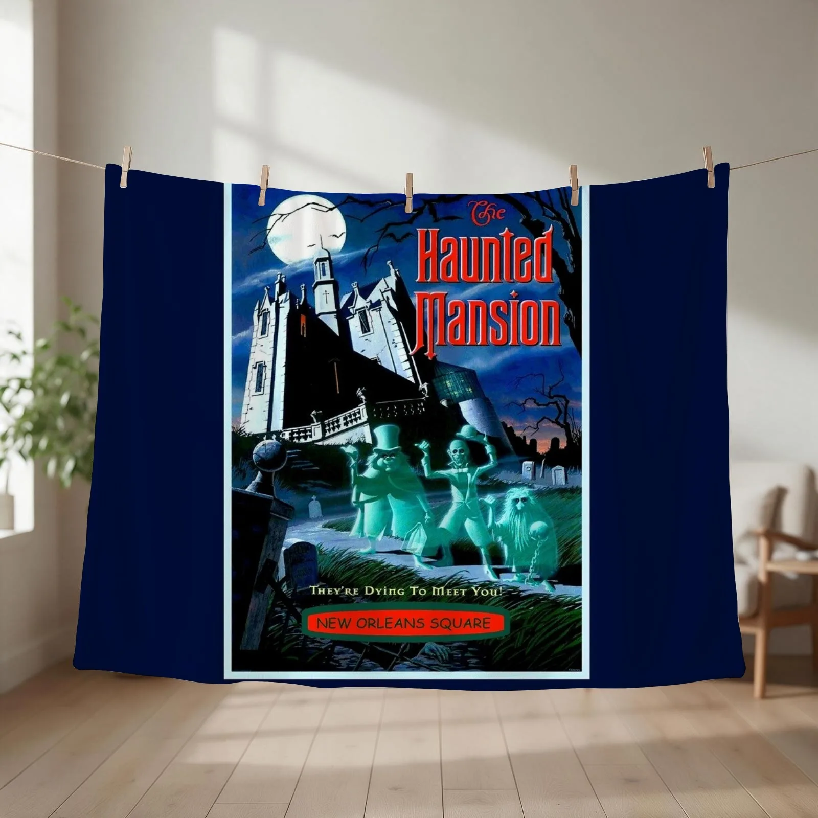 HAUNTED MANSION : Vintage Ghosts Advertising Print Throw Blanket couch cozy soft plush fuzzy picnic outdoor blanket
